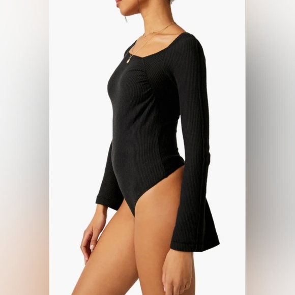 NWOT BRAND NEW FREE PEOPLE ON A CLOUD BODYSUIT, LARGE, BLACK - Picture 4 of 5